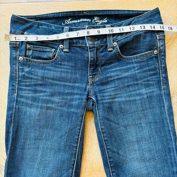 American Eagle straight leg Artist jeans low rise dark wash size 0 ankle length - Picture 3 of 8